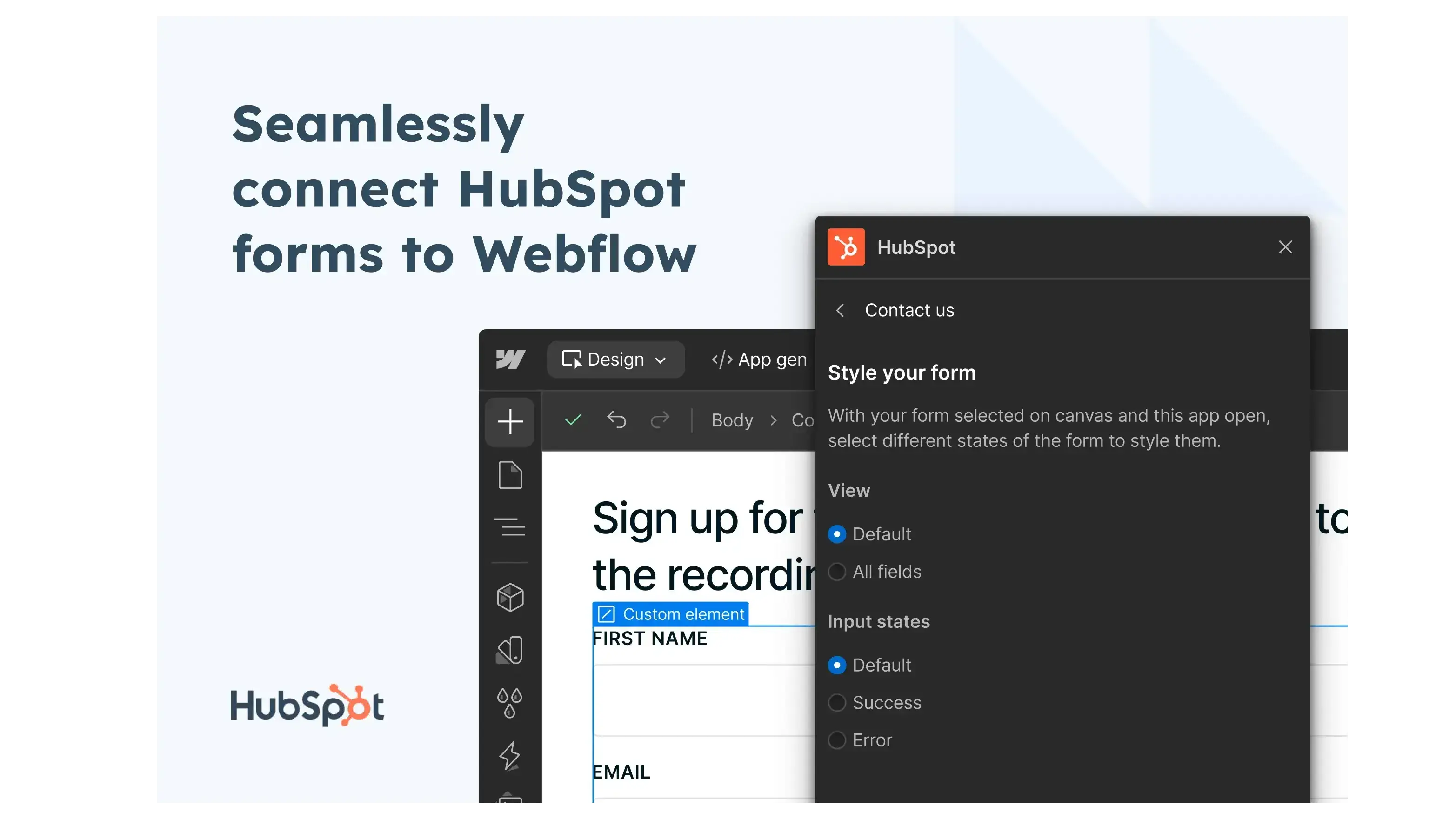 Seamlessly connect HubSpot forms to Webflow